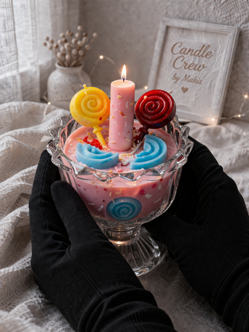 Ice Cream Dessert Candle 🍦 | Lollipop-Themed Luxury Scented Candle | Handmade by CandleCrew
