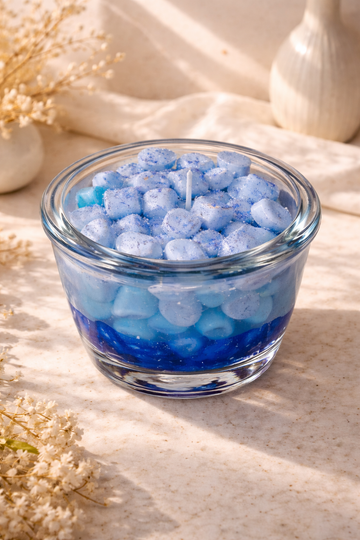 Luxury Blue Candy Candle Bowl | Handmade Scented Gel Wax Candle | Aesthetic Home Decor by CandleCrew