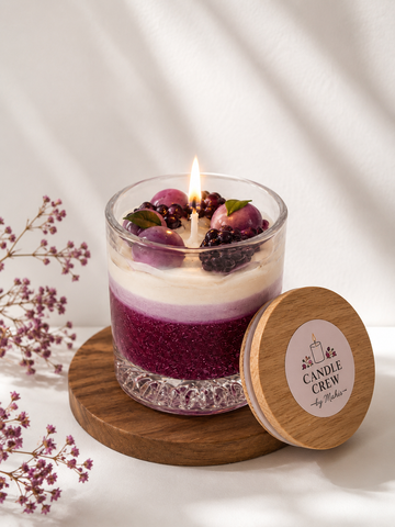 Berry Bliss Luxury Dessert Candle | Handcrafted Soy Wax Candle in Crystal Glass Jar | CandleCrew