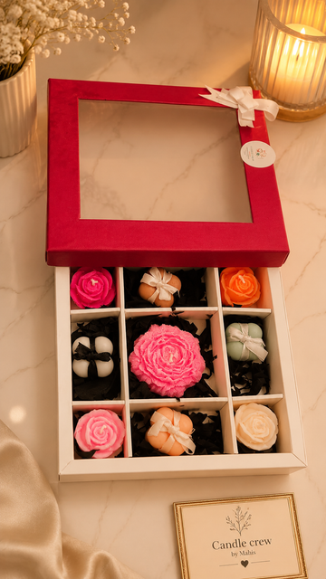 Luxury Floral & Mini Bubble Candle Gift Box | Handmade Premium Candle Collection by CandleCrew