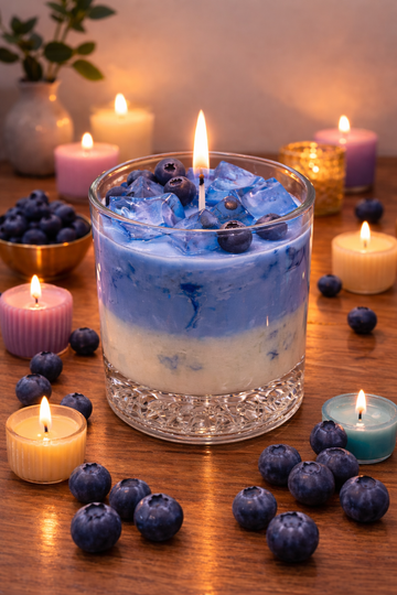 Luxury Blueberry Ice Cube Scented Candle | Handmade Aromatherapy Candle | Unique Dessert Candle | CandleCrew