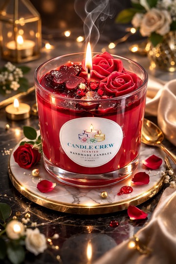 Luxury Handmade Scented Rose Candle | Premium Gel Wax Aromatherapy Candle | Romantic Home Decor Candle by CandleCrew