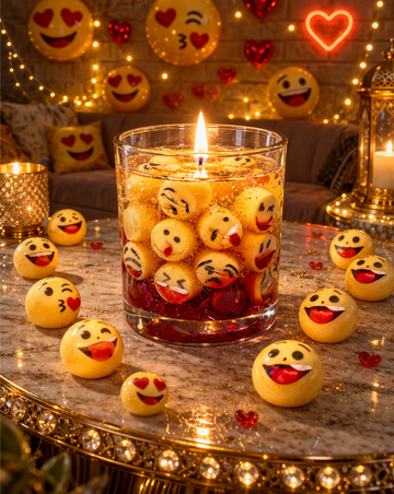 Luxury Emoji Gel Candle in Glass | Handmade Romantic Aesthetic Candle by CandleCrew