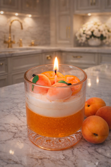 Luxury Apricot Citrus Layered Candle | Handmade Premium Scented Candle in Glass by CandleCrew