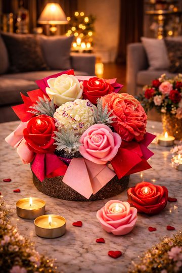 Luxury Handmade Scented Rose Candle Bouquet | Floral Candle Arrangement | Perfect Romantic Gift | CandleCrew