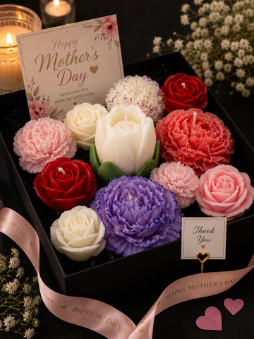Luxury Floral Candle Gift Box for Mother’s Day 🌸 | Handmade Peony, Rose & Tulip Scented Candles by CandleCrew