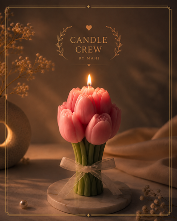 Luxury Tulip Bouquet Candle | Handcrafted Floral Scented Candle | Elegant Home Décor Gift | CandleCrew by Mahi