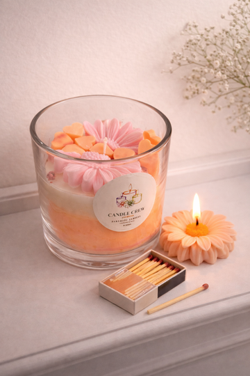 Handmade Daisy Flower Candle | Soy Wax & Gel Wax Layered Scented Candle | Elegant Aesthetic Home Decor by CandleCrew