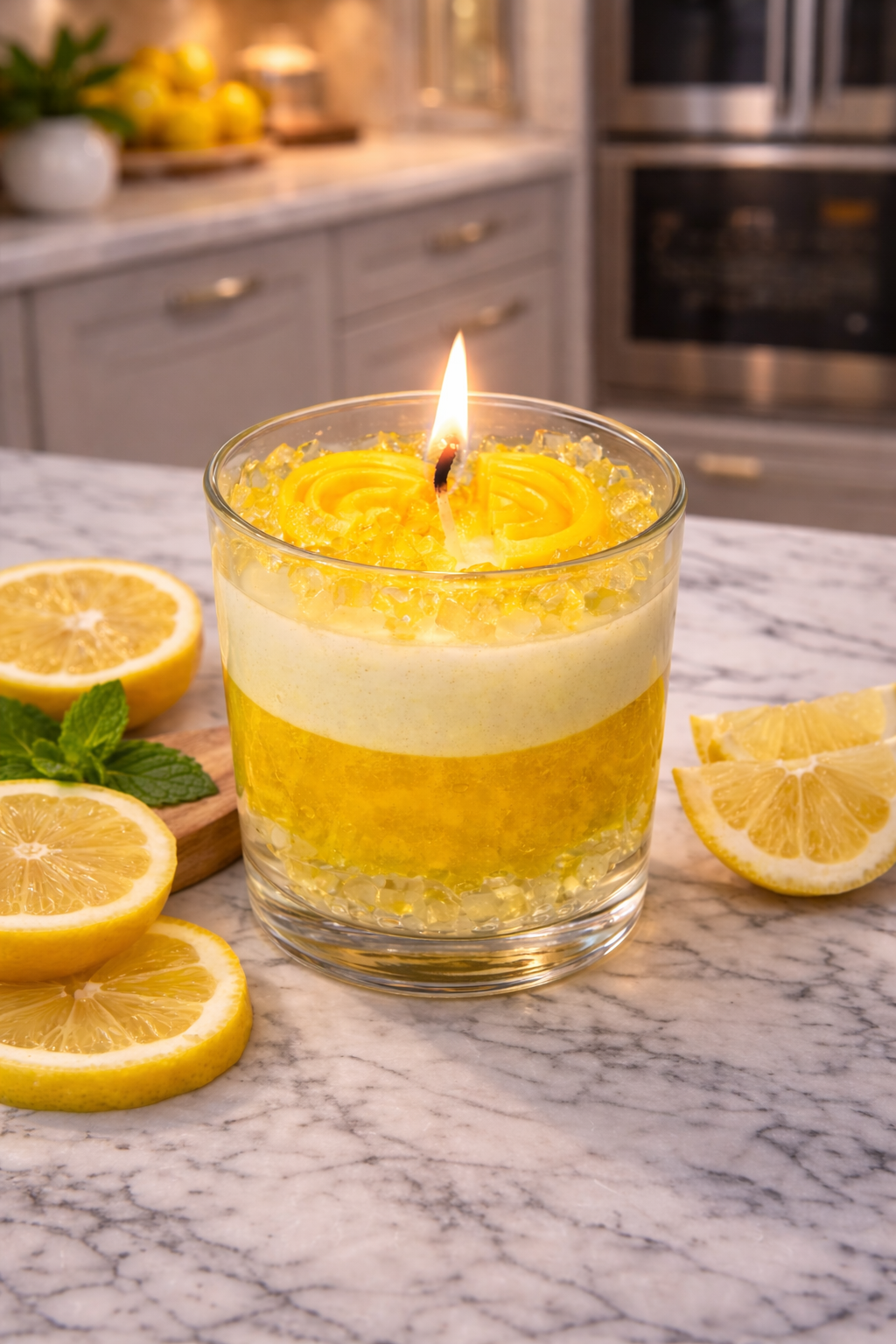 Luxury Lemon Layered Candle | Fresh Citrus Aroma Candle by CandleCrew