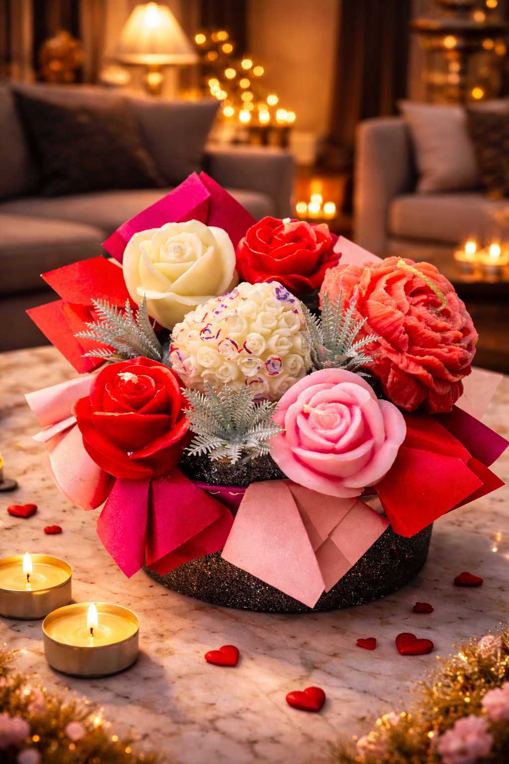 Luxury Handmade Scented Rose Candle Bouquet | Floral Candle Arrangement | Perfect Romantic Gift | CandleCrew