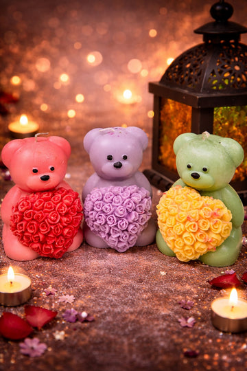 Luxury Teddy Bear Scented Candles Set | Handmade Decorative Candles by Candle Crew