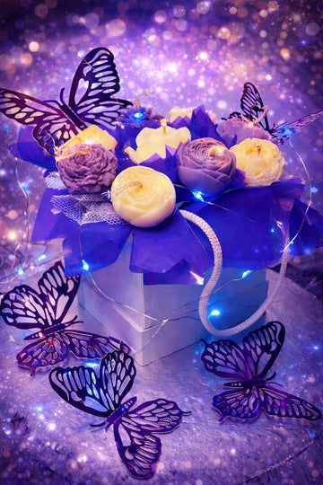 Lavender & White Musk Handmade Butterfly Candle Bouquet | Luxury Scented Candle Gift Box