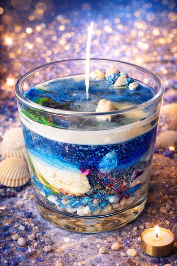 Ocean Breeze Handmade Scented Candle | Sea-Inspired Artisan Candle with Shells