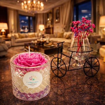 Rose Jar Candle | Handcrafted Floral Candle in Crystal Glass – Candle Crew